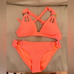 BECCA Coral Bikini with Gold Accents